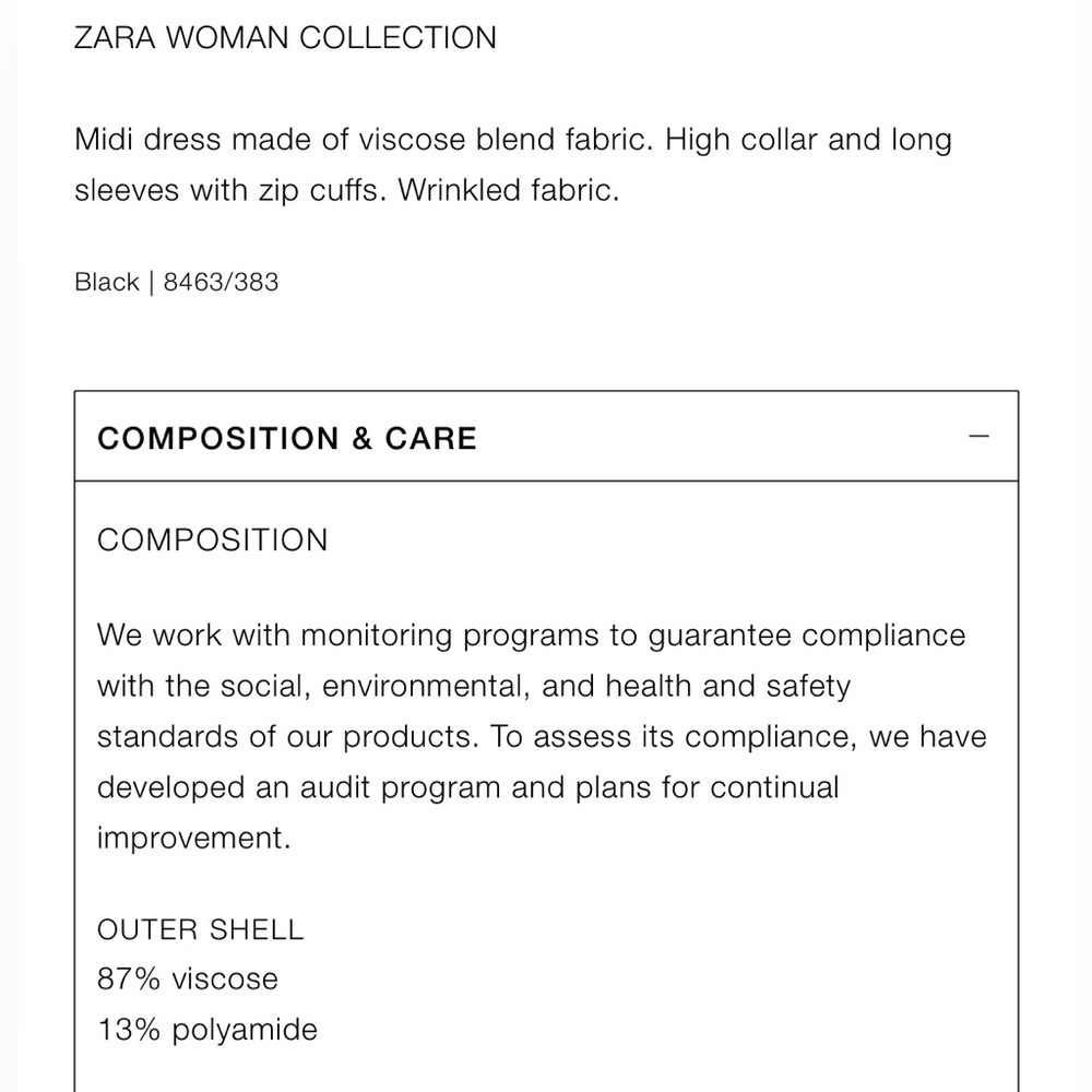 Zara Black Long Sleeve Dress - Picture 7 of 9